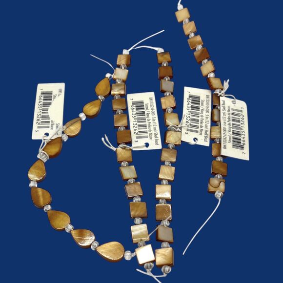 Mixed Lot Shell Beads Jewelry Crafts Mother Of Pearl Nugget Chip Teardrop Square - Picture 4 of 10